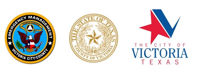 Logos for the Office of Emergency Management, Victoria County and City of Victoria