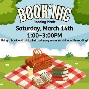 Booknic Reading Picnic, March 14th at 1pm, Deleon Plaza