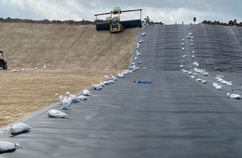 Plastic liner rolled out at landfill