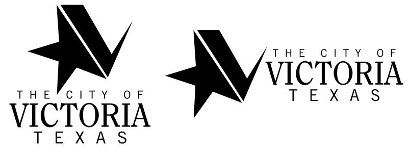 Black on white City of Victoria Logo Example with Vertical and Horizontal versions