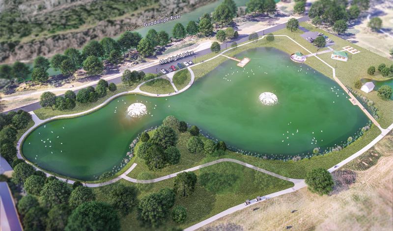 A conceptual rendering of the new Riverside Park duck pond. What was once two ponds is now one.